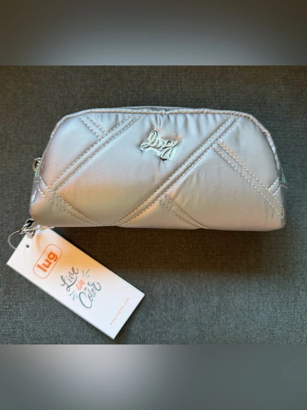 Lug Bobsled XL Eyeglass Pouch Case Bag – Metallic Pearl Gray Grey Orange Green